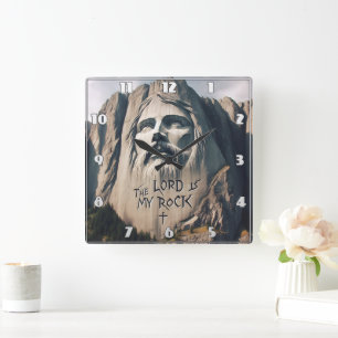 Relógio Quadrado A Pedra Esculpida Salvador O Senhor É A Minha Pedr