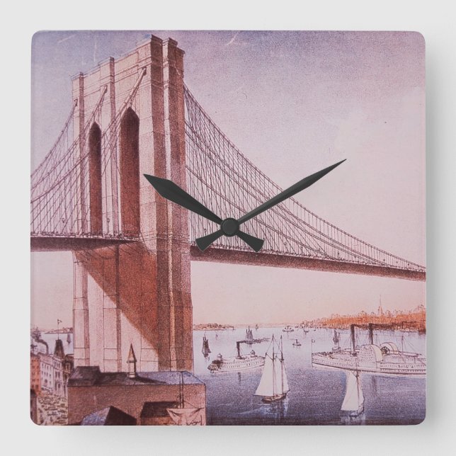 Relógio Quadrado A ponte de Brooklyn (Frente)
