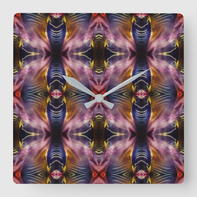 Relógio Quadrado A repetição de seda em preto e burgundy inflou o (Frente)