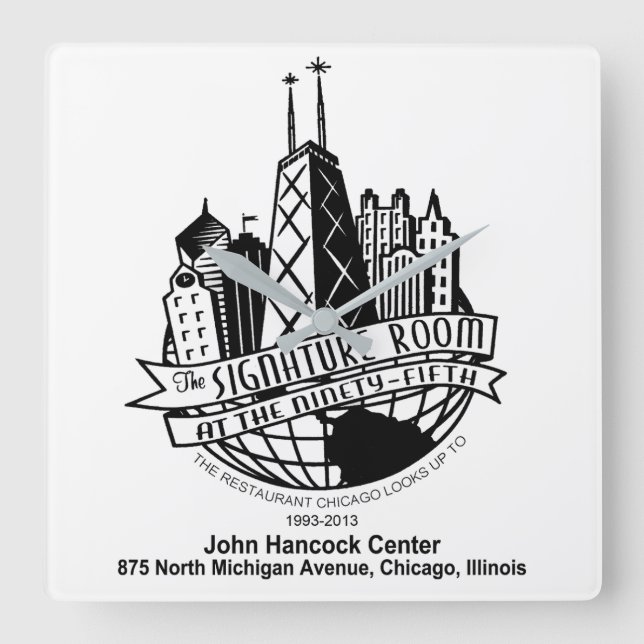 Relógio Quadrado A Sala de Assinatura no 95º, Chicago, IL (Frente)