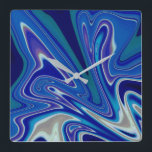 Relógio Quadrado A Splash of Blue<br><div class="desc">Blue,  white,  and teal abstract  representing  a splash of water</div>