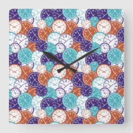 Relógio Quadrado A square wall clock with overlapping clock faces 
