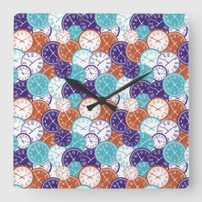 Relógio Quadrado A square wall clock with overlapping clock faces  (Frente)