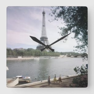 Relógio Quadrado A Torre Eiffel. Paris, cerca de 1960.