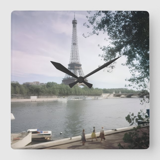 Relógio Quadrado A Torre Eiffel. Paris, cerca de 1960. (Frente)