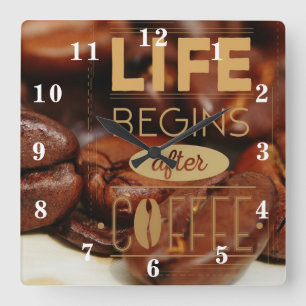 Relógio Quadrado A vida começa depois do café