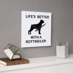 Relógio Quadrado A vida é melhor com um rottweiler