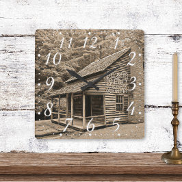 Relógio Quadrado A vida é melhor no campo da velha montanha