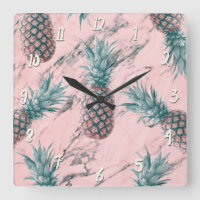 Abacaxi & Pink Marble Swirl Moderno Tropical Chic