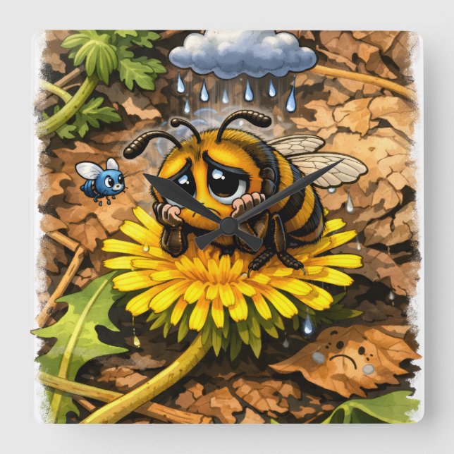 Relógio Quadrado Abeja Triste  (Frente)