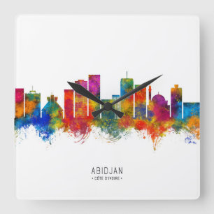 Relógio Quadrado Abidjan Costa do Marfim Skyline