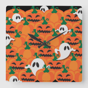 Relógio Quadrado Abóbora Assombrada do Halloween Fantasmas