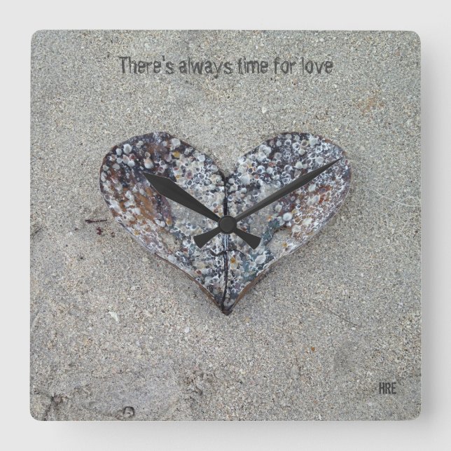 Relógio Quadrado Abra o pulso de disparo de Shell do coração (Frente)