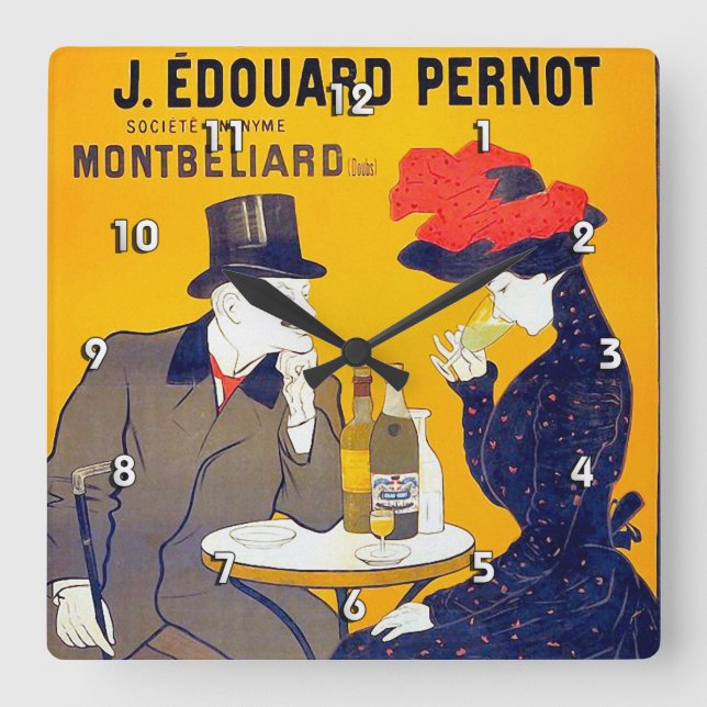 Relógio Quadrado Absinthe, Leonetto Cappiello Fine Vintage (Frente)