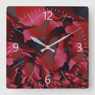 Relógio Quadrado Abstração vermelha