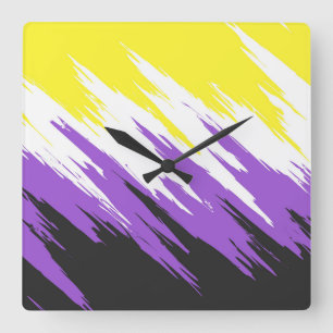 Relógio Quadrado Abstract Nonbinary Pride Flag    
