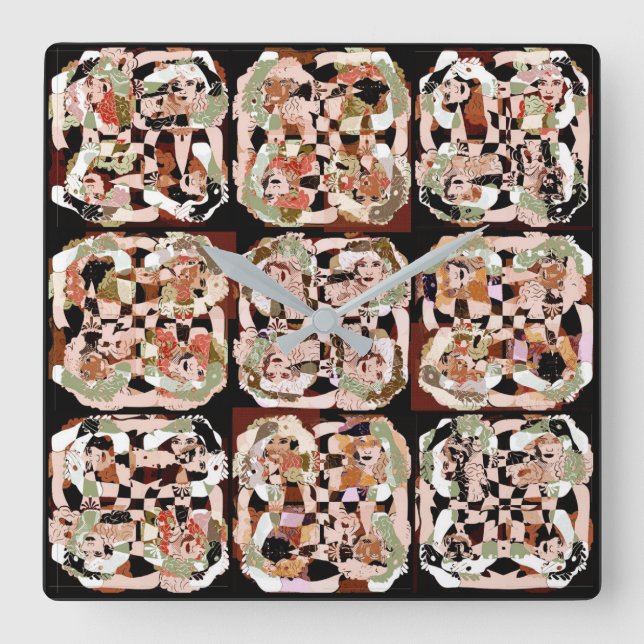 Relógio Quadrado Abstrato (Frente)