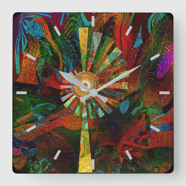 Relógio Quadrado Abstrato Art Wall Clock (Frente)