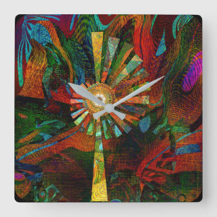 Relógio Quadrado Abstrato Art Wall Clock
