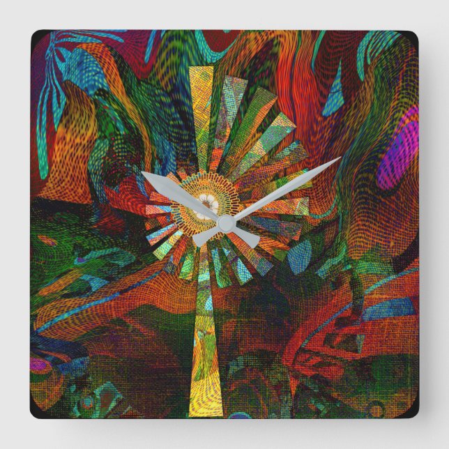 Relógio Quadrado Abstrato Art Wall Clock (Frente)