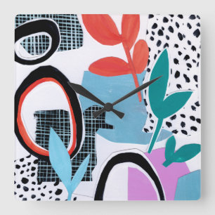 Relógio Quadrado Abstrato Campo Trip