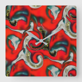 Relógio Quadrado Abstrato da mistura de mancha de gradiente vermelh