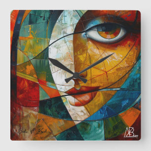 Relógio Quadrado Abstrato dos olhos das raparigas