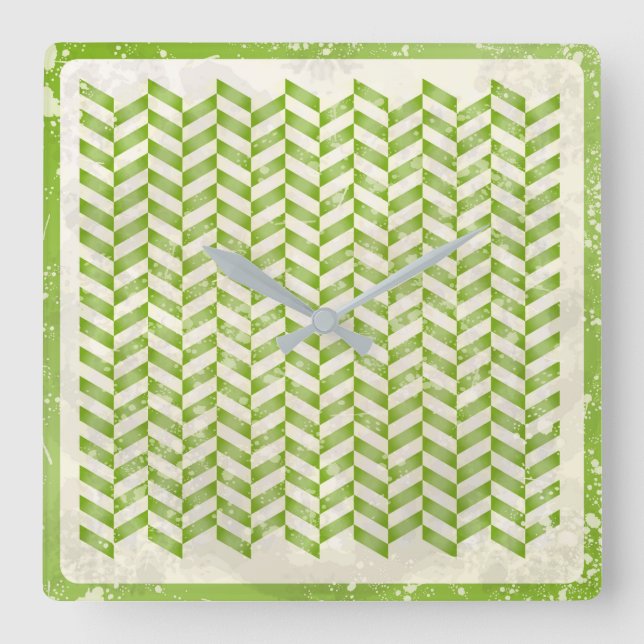 Relógio Quadrado Abstrato em verde (Frente)