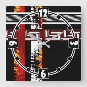 Relógio Quadrado Abstrato, étnico, criativo