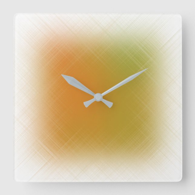 Relógio Quadrado Abstrato Laranja e Limão de Pastel (Frente)