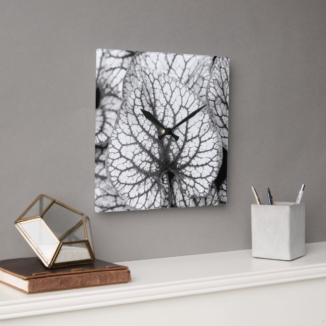 Relógio Quadrado Abstrato Leaf (Escritório)