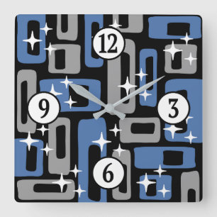 Relógio Quadrado Abstrato Moderno do Meio século Retroativo