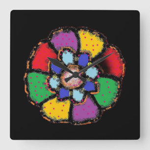 RELÓGIO QUADRADO ABSTRATO PETAL FLOWER DESIGN BLCK ANTECEDENTE