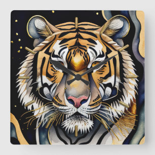 Relógio Quadrado Abstrato Watercolor Painting (Impressão por Aquare