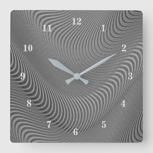 Relógio Quadrado Abstrato Wavy Strike Patternos Linhas 3 (Frente)