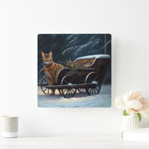 Relógio Quadrado Abyssinian Snowy Sleigh Passeia Decência de Natal