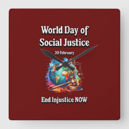 Relógio Quadrado Acabe Com A Injustiça Agora.