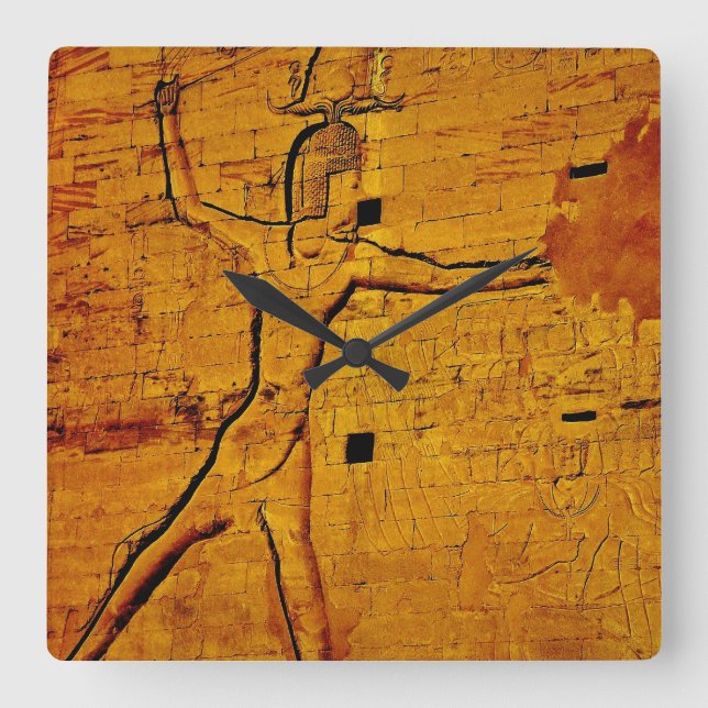 Relógio Quadrado Ação Hieroglífica (Frente)