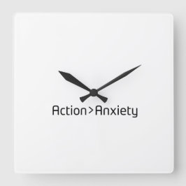 Relógio Quadrado Action Over Anxiety Minimalist Square Clock