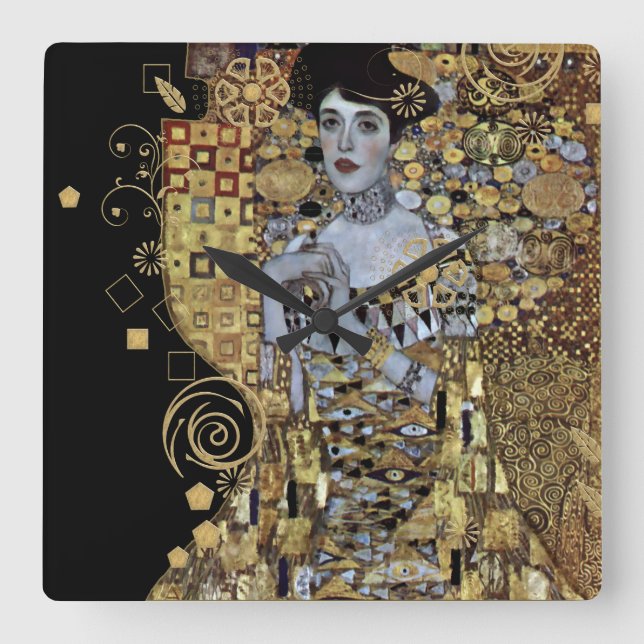 Relógio Quadrado Adele Klimt Acrylic Wall Clock (Frente)