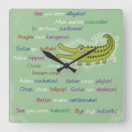 Relógio Quadrado Adeus e boa sorte do Grupo Alligator