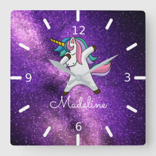 Relógio Quadrado ADICIONAR O SEU NOME/Unicórnio De Bater Espaço R