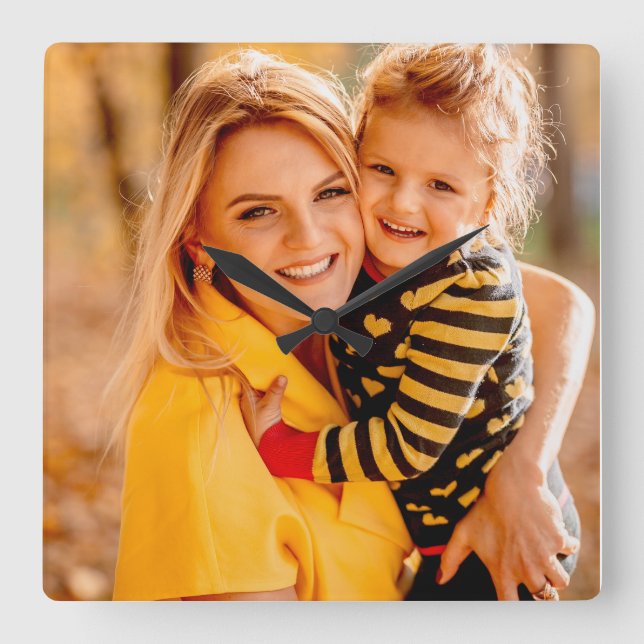 Relógio Quadrado Adicionar Sua Própria Foto | MODELO (Frente)