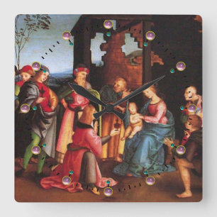 RELÓGIO QUADRADO ADORAÇÃO DO MAGI