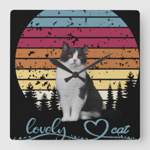 Relógio Quadrado Adorável Cat