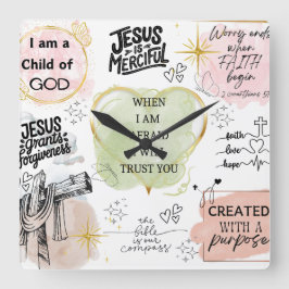 Relógio Quadrado Afirmações religiosas