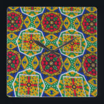 Relógio Quadrado African Geometric Mosaic Ankole Style Textile Prin<br><div class="desc">Elevate your space with this vibrant African geometric mosaic textile print, inspired by the intricate traditional Ankole style. This dynamic pattern features a captivating array of repeating geometric forms, including interlocking octagons, diamonds, and squares, all adorned with smaller, detailed motifs in a rich palette of deep red, electric blue, forest...</div>