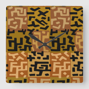 Relógio Quadrado Africano Tribal BaKuba