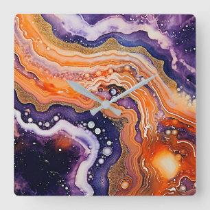 Relógio Quadrado Agate Art Wall Clock