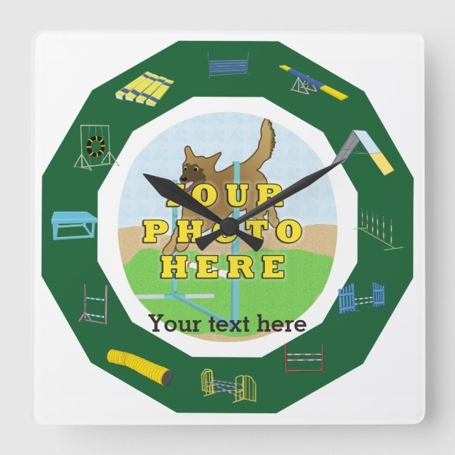 Relógio Quadrado Agilidade Personalizar Foto (Frente)